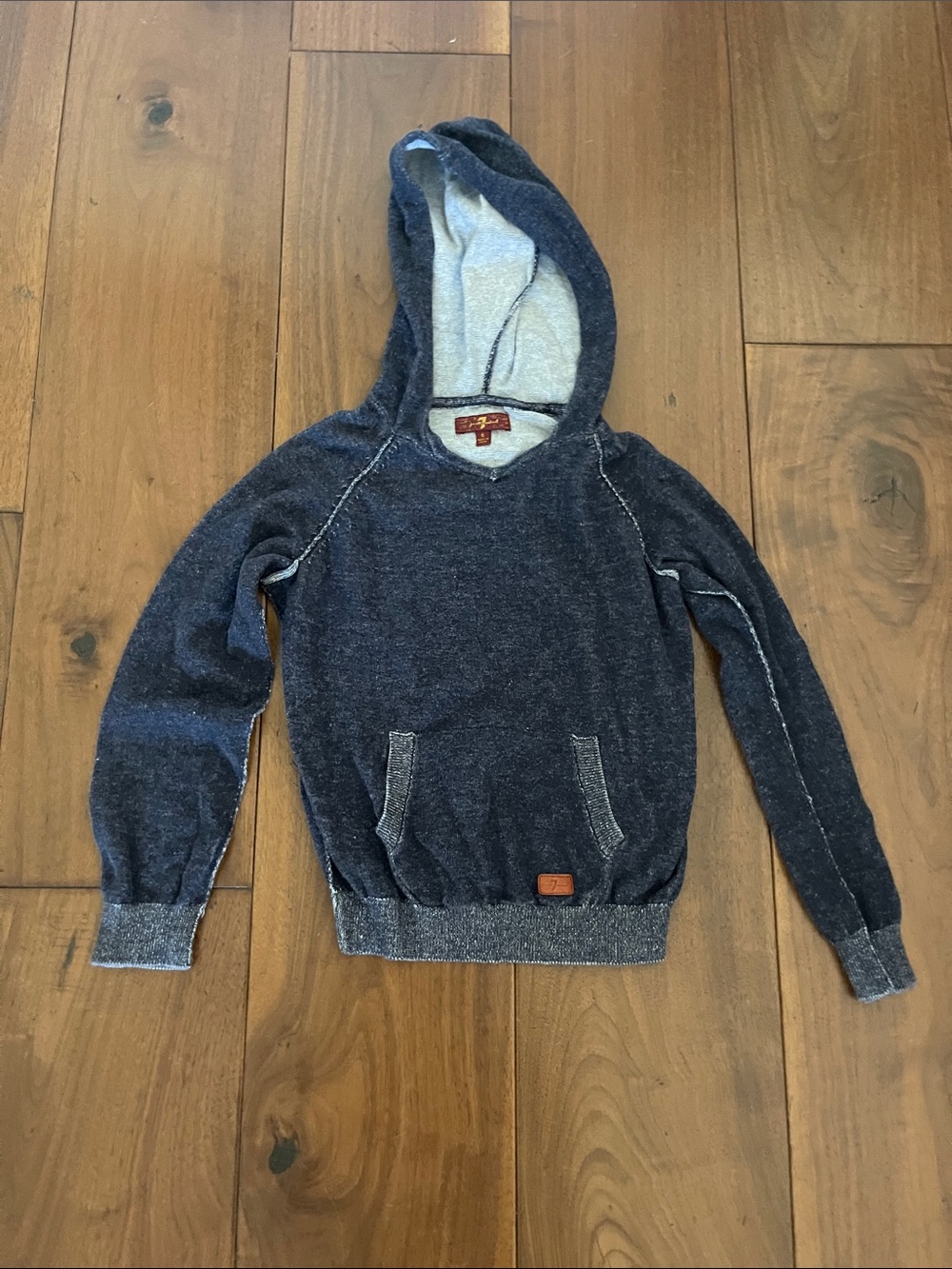 7 For All Mankind Navy Blue Hooded Pullover Sweatshirt